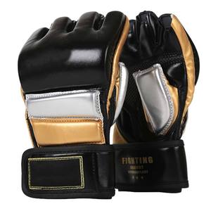 ถุงมือ MMA แบบ OEM พร้อมที่รัดข้อมือ ถุงมือต่อสู้แบบเปิดฝ่ามือ สำหรับฝึกซ้อม BJJ UFC สไตล์มวย ขายส่งถุงมือ MMA - Product Image 1