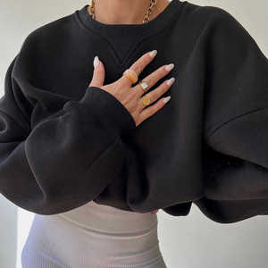 Sweat-shirt oversize à col rond pour femme, pull décontracté en molleton, épaules tombantes, streetwear, coupe ample - Product Image 6