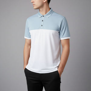 High Quality Plain Casual Men's Polo <b>Shirts</b> Breathable Cotton Fabric 2 Tone Color Custom Embroidery Logo Quick Dry Polo <b>Shirts</b> - Product Image 2