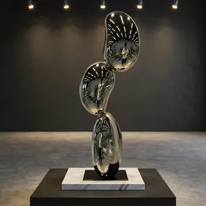 Escultura Moderna de Acero Inoxidable con Acabado de Espejo, Arte Metálico Abstracto de Lujo para Decoración de Interiores de Hoteles, Villas y Oficinas - Product Image 3