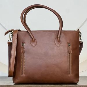 Bolso Tote de Cuero Genuino Hecho a Mano para Mujer con Correa Desmontable, Cierre de Cremallera Estilo Western, Bolso de Hombro con Diseño de Patchwork - Product Image 5