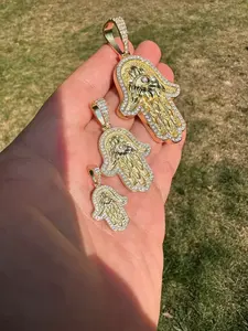 Collar con Colgante de Mano de Hamsa de Moissanita, con Ojo con incrustaciones de circonitas, Estilo Diamante, Hip Hop Bling, Amuleto de Protección, Joyería para Hombres y Mujeres - Product Image 2