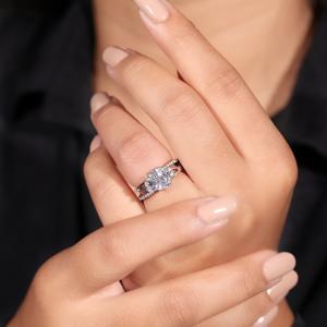 แหวนมอสซาไนต์ทรงกลมดีไซน์เก๋สำหรับผู้หญิง ทำจากเงินแท้ 925 เหมาะสำหรับงานแต่งงานและงานหมั้น - Product Image 1