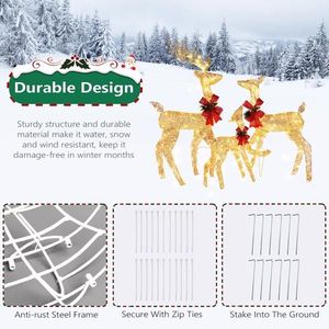 3pcs 54*38*122cm Elk Golden Iron Frame Cotton Thread Green Onion Powder Decoration Outdoor Inflatable Yard Holiday Decorations - Product Image 6