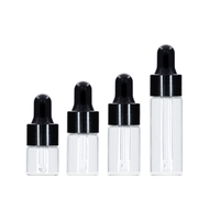 Flacons compte-gouttes en verre miniatures de 1 ml, 2 ml, 3 ml, 5 ml avec bulbe en caoutchouc et bouchon en aluminium, flacon d'échantillon pour sérum, soins de la peau et huiles essentielles
