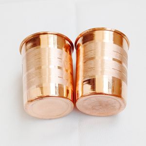 Verre à boire moderne en cuivre rayé satiné, double finition polie, design contemporain, ustensile de cuisine - Product Image 1