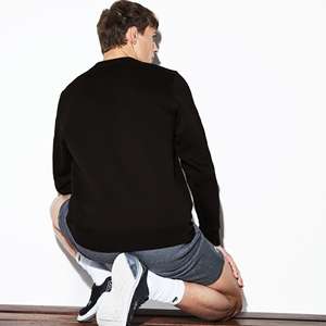 Sudadera de cuello redondo negra para hombre, corte regular, informal, tejida, 100% algodón, para otoño - Product Image 2