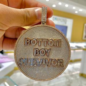 Colgante para Hombre con Moissanita Real de Corte Redondo de 5 Quilates, Plata de Ley 925, Nombre Personalizable, Chapado en Oro Rosa de 14K - Product Image 4