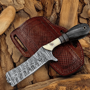 Cuchillo de caza personalizado Bull Cutter estilo vaquero, hoja fija de acero de Damasco, mango de madera Pakka, para camping al aire libre, OEM, Full Tang - Product Image 1