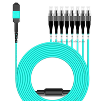 Kabel Patch FTTH Multimode OM4 8 Core Low Loss Tipe B Polarisitas Kustom Panjang untuk Pusat Data Densitas Tinggi