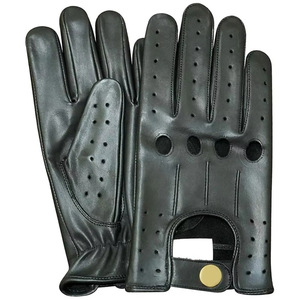 Gants en cuir bleus tricotés, longueur poignet, thermiques, respirants, écologiques, pour toutes les saisons, usage quotidien, style rétro, pour le vélo, compatibles écran tactile, sport - Product Image 1