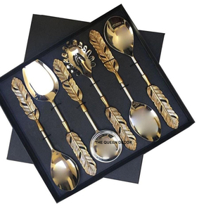 Premium Quality Aluminum Metal Unique Shape Shinny Polished Cutlery Sets Of 5 Piece Mirrored Steel Classic Stylish - Product Image 6