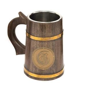 Polished Religious Wooden Viking Angel Handmade Eco-Friendly Brown Oak Beer Mug Tankard Wood Carving <b>for</b> Water Wine - Product Image 4