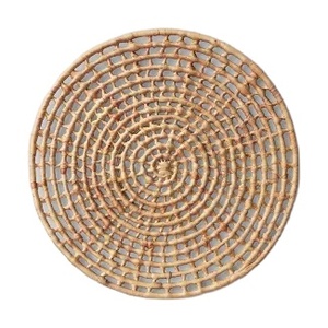 Qualité attrayante 2024 fait à la main forme ronde japonais sur mesure tissé rotin napperon forme de feuille tressé paille napperons - Product Image 2