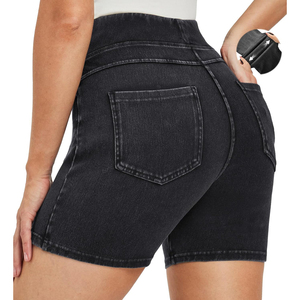Shorts de Mezclilla Oscuros de Cintura Alta con Bolsillos, Transpirables, Casuales, para Verano, Ropa de Mujer, Precio de Fábrica OEM 2026, ODM - Product Image 2