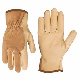 Gants de travail en cuir de chèvre et cuir croûte de qualité supérieure pour homme et femme, robustes, pour travaux industriels et jardinage - Product Image 1
