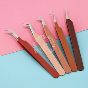 Stainless Steel Curved Eyelash Tweezers Eyelashes extension Applicator Tool 90 Degree Fiber Tip Tweezer Volume Lash Tweezers - Product Image 6