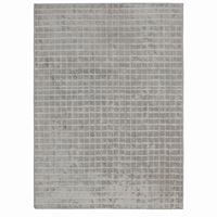 Tapis gris clair ivoire en laine à motif quadrillé, antidérapant, écologique, tufté à la main, texturé, géométrique, pour salon