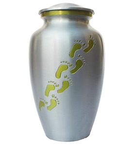 Urna Funeraria de Metal de Estilo Americano/Europeo para Cenizas de Adultos, con Hermosa Grabura de Huella, de Peltre y Latón - Product Image 2