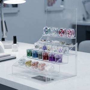 Customizable Clear Acrylic Corner <b>Display</b> Stand-Water Resistant for Easy Assembly Retail Counter & Desk Use - Product Image 1