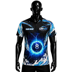 เสื้อบิลเลียดแขนสั้น ORVO SPORTS สำหรับผู้ชาย พิมพ์ลายแบบ Sublimation ระบายอากาศได้ดี ผ้าเทอร์รี่ แห้งเร็ว โพลีเอสเตอร์ 100% สีดำ หลายสี - Product Image 3