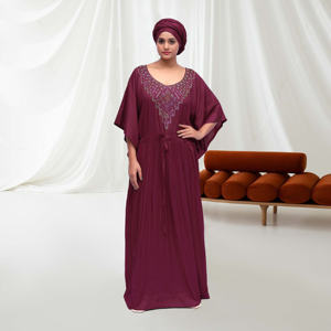 Caftán Maxi de Rayón con Diseño de Diamantes, Vestido Holgado y Modesto, Estilo Islámico Árabe de Dubái, Elegante para Mujer, Ideal para la Noche, Eid, Oración o Descanso - Product Image 1
