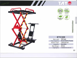 Tayo ETC300 300kg Electric Scissor Lift <b>Trolley</b> Lithium Battery <b>Platform</b> Mobile Aerial Work <b>Platform</b> Hydraulic Lift - Product Image 2