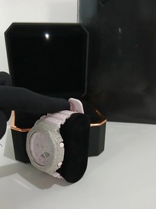Reloj Mecánico Rosa con Bisel de Diamantes, Analógico Digital, con Indicador de Fecha, Casual, de Moda, para Regalo - Product Image 4