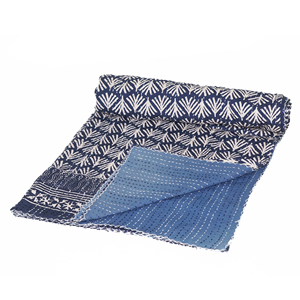 Blue Floral Printed Reversible Organic Washable <b>Quilt</b> Voile Fabric Woven <b>Bedding</b> Cloth Roll for <b>Bedding</b> Curtain & Home Use - Product Image 1