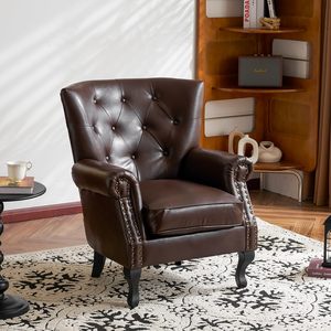 Sofá inflable moderno de lujo de alta calidad de cuero genuino Chesterfield de un asiento tamaño personalizable marco de madera sala de estar - Product Image 6