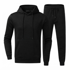 Conjunto de Sudadera con Capucha Lisa para Hombre y Pantalones Jogger con Puños Ajustados, Estilo Casual para Descansar - Product Image 1