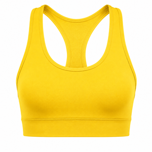 Women's <b>Yellow</b> High Support Racerback Sports <b>Bra</b> Scoop Neck Breathable Quick Dry Seamless Spandex/Polyester Activewear XL - Product Image 1