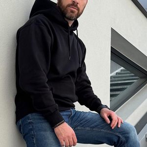 Sudadera con Capucha para Hombre 2026, Color Sólido, 100% Algodón Felpa, Corte Regular, Estilo Casual con Bolsillo, Tejido de Invierno, Colores Personalizables - Product Image 3