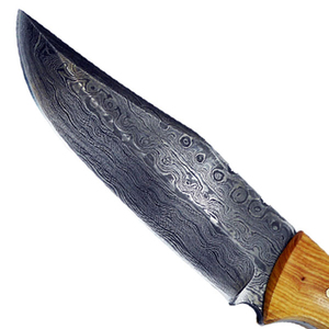 Cuchillo de Caza DIY de Última Generación y Calidad Premium, Hoja Fija de Acero de Damasco, Punta Caída, Borde Recto, Mango de Madera, Hecho a Mano - Product Image 3