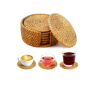 Sous-verres ronds en rotin, 6 pièces, tapis isolants pour tasses à thé, couleurs personnalisées et forme circulaire, en promotion - Product Image 2