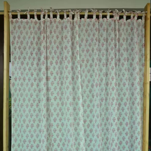 Cortina de Algodón con Estampado Floral Indio Hecho a Mano, Cortinas Étnicas para Ventana, Decoración del Hogar, Sala de Estar, Dormitorio, Sostenible - Product Image 1