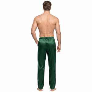 Wholesale <b>Men</b> Silk Satin <b>Lounge</b> <b>Pants</b> Low Drawstring Waist Eco-Friendly Sleeping Trousers <b>Men</b> Relaxed Fit Satin Trousers - Product Image 3