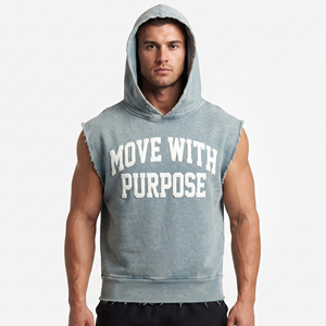 Chaleco con Capucha Estampado para Gimnasio y Fitness para Hombre, 100% Algodón Poliéster, Camiseta sin Mangas con Capucha para Hombre, Chaleco Estampado para Ejercicio y Entrenamiento para Hombre - Product Image 1