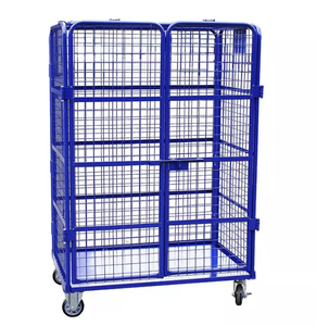 Steel Wire Mesh Roll Cart 500L Capacity Lockable Security Cage <b>Trolley</b> with 5 Inch Wheels Assembled Powder Coated - Product Image 5