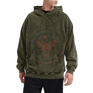 Vente directe usine 2026 – Nouveaux sweats à capuche décontractés délavés à l'acide pour homme, avec logo personnalisé, couleur unie, mélange de coton - Product Image 2