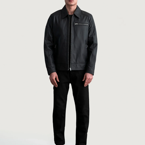 Chaqueta de Cuero PU Transpirable y Ecológica al por Mayor, Estilo Urbano, con Cierre, para Hombre, Primavera-Otoño, Cuello Alto, Moda Masculina - Product Image 4