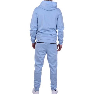 Survêtement bleu pour homme, fermeture éclair intégrale, col montant, coupe décontractée, polyester et coton, vêtement d'automne avec poches latérales - Product Image 6