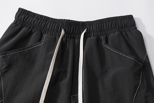 Shorts cargo pour hommes, taille mi-haute, cordon de serrage, élastique, respirant, tissu Oxford, décontracté, 100% polyester - Product Image 3