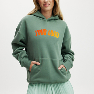 เสื้อฮู้ดโอเวอร์ไซส์สำหรับผู้หญิง ฤดูหนาว ผ้าฝ้าย 100% เป็นมิตรกับสิ่งแวดล้อม น้ำหนักเบา แห้งเร็ว ระบายอากาศได้ดี รับสกรีนโลโก้ตามสั่ง MOQ ต่ำ - Product Image 2