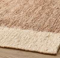Tapis de salon rectangulaire en jute tressé à la main, motif rayé scandinave noir sumac, beige naturel, écologique et antidérapant