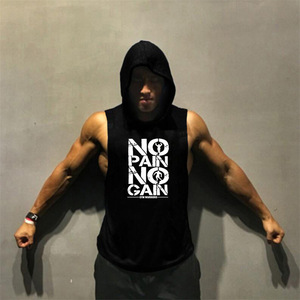 Men's Custom Logo 100% Polyester Gym Vest Breathable Quick Dry Knitted Sports Tank <b>Top</b> Casual Workout Sleeveless Hoodie 180g - Product Image 1