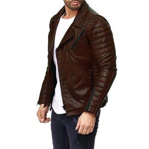 Chaqueta de Cuero PU a Rayas para Hombre, Impermeable y Resistente al Viento, Estilo Bomber con Cierre de Cremallera - Product Image 2