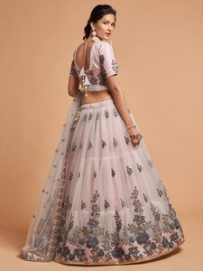 Pink Zari Embroidered Organza A-Line Maxi <b>Evening</b> <b>Dress</b> Empire Waist Square Neck Floral Print <b>for</b> <b>Wedding</b>/Party Includes Dupatta - Product Image 2