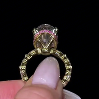 Moissanit-Ringe Diamant Hip-Hop-Ring Rosa Saphir Versteckter Halo Marquise-Band Vergoldeter Luxus-Statement-Schmuck