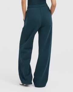 Pantalones Cargo de Corduroy Suave para Mujer, Azul Petróleo, de Pierna Recta, Cintura Alta con Cordón Ajustable, Estilo Deportivo, Venta al por Mayor Personalizada - Product Image 2